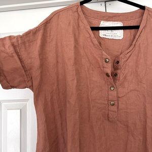 Not Perfect Linen one size Berlin dress, maxi Canyon Clay